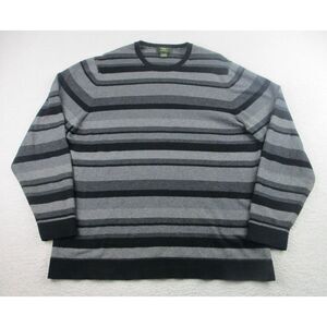 Eddie Bauer Sweater Mens Sz‎ Tall XL Gray Black Stripes Cashmere Pullover *READ*